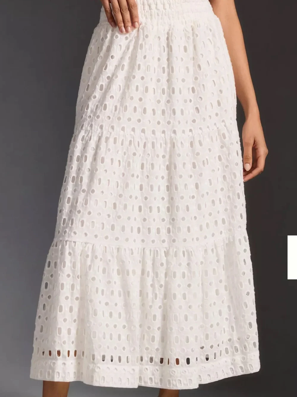 Anthropologie White Eyelet Maxi Skirt - Picture 2 of 8